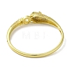 Brass Pave Clear & Green Cubic Zirconia Leopard Hinged Bangle for Women BJEW-K246-21F-G-3