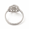 304 Stainless Steel Flower Adjustable Ring for Women RJEW-B027-19P-3