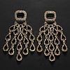 Rectangle with Teardrop Brass Rhinestone Dangle Stud Earrings FS-WG1781C-02-1