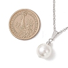 Shell Pearl White Round Pendant 304 Stainless Steel Cable Chain Necklaces for Women NJEW-JN05760-01-3