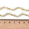 Brass Micro Pave Clear Cubic Zirconia Wave Link Chain Necklaces for Women NJEW-B157-22G-5