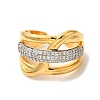 Rack Plating Brass Micro Pave Clear Cubic Zirconia Cuff Rings for Women RJEW-G325-13G-GP-2