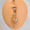 304 Stainless Steel Pave Clear Cubic Zirconia Curved Barbell Dangle Belly Rings FS-WG828D7-11-1