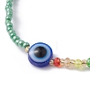 Evil Eye Resin & Glass Beaded Stretch Bracelet BJEW-JB09491-4