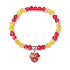Baking Paint Imitation Jade Glass Round Beaded Charm Bracelets BJEW-JB11737-06-2
