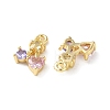 Brass Micro Pave Cubic Zirconia Charms KK-F872-21G-2