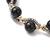 Round Natural Black Agate Beaded Bracelets for Women BJEW-MZ00151-02-3