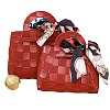 Tartan PU Leather Candy Gift Tote Bags with Ribbon(Random Pattern) CON-WH20002-16A-1