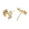 Brass Micro Pave Clear Cubic Zirconia Bowknot Stud Earring Findings KK-G553-08G-2