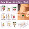 Fashewelry 16Pcs 8 Style Brass Micro Pave Gold Cubic Zirconia Charms ZIRC-FW0001-01-9