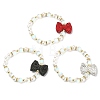 3Pcs 3 Color Synthetic Moonstone & Hematite & Plastic Pearl Beaded Stretch Bracelets Set BJEW-JB09507-1