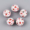 Christmas Spray Painted Schima Wood Beads WOOD-T032-35H-1