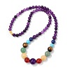 Natural Amethyst Graduated Beaded Round Necklaces PW-WG1AD39-03-1