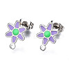 304 Stainless Steel Enamel Stud Earring Findings STAS-T052-43P-04-1