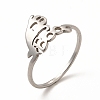 304 Stainless Steel Hollow Out Ghost with Word Boo Finger Ring for Women RJEW-K239-05P-3