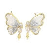 Brass with Enamel with Cubic Zirconia with Crystal Stud Earring with 925 Sterling Silver Pins KK-Q820-07G-1
