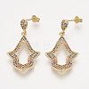 Brass Cubic Zirconia Stud Earrings EJEW-S201-136-1
