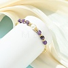 Natural Amethyst & Freshwater Pearl Beaded Copper French Wired Cuff Bangles for Women BJEW-JB13987-02-2