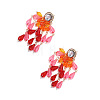 Zinc Alloy Acrylic Teardrop Tassel Stud Earrings for Women WGB9C49-02-3