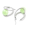 304 Stainless Steel & Plastic Imitation Pearl Oval with Ball Hoop Earrings for Women EJEW-C096-13P-03-2