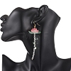 Lotus Flower Brass Dangle Earrings EJEW-TA00796-3