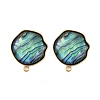 304 Stainless Steel Pave Natural Paua Shell Stud Earring Findings STAS-Z125-03G-1