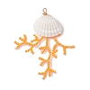 Glass Seed Beaded & Clam Shell Big Pendants PALLOY-MZ01152-03-3