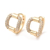 Square Cubic Zirconia Hoop Earrings EJEW-P292-09G-1