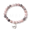 Mother's Day Theme Natural Pink Zebra Jasper Beads Stretch Bracelets for Women BJEW-JB11452-2