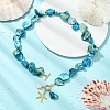 Summer Beach Alloy Starfish Pendant Dyed Natural Freshwater Shell Nuggets Beaded Necklaces for Women NJEW-JN06334-1
