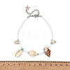 Ocean Natural Mixed Shell & Synthetic Turquoise Turtle & Glass Seed Beaded Anklets for Women AJEW-AN00860-4
