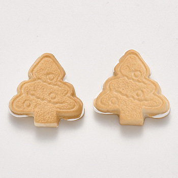 Resin Decoden Cabochons, Imitation Food Biscuits, Christmas Tree, Wheat, 23x23x6mm
