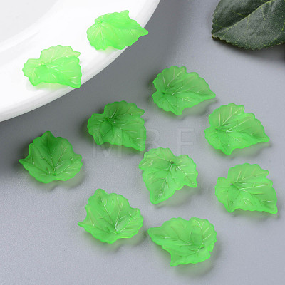 Frosted Transparent Acrylic Grape Leaf Pendants X-PAF002Y-7-1