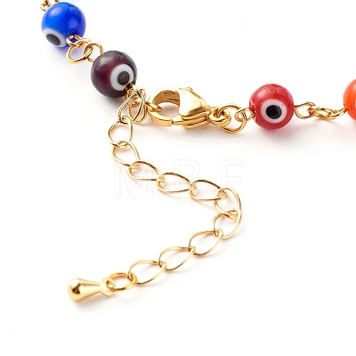 Handmade Evil Eye Lampwork Beaded Bracelets BJEW-JB06381-1