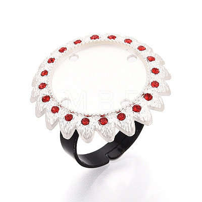 Adjustable Alloy & Iron & Rhinestone Bezel Cup Ring Base with Rotatable Tray MAK-T012-15S-1