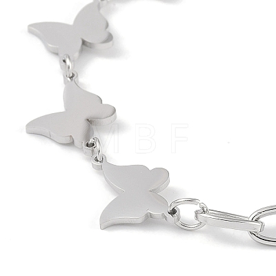304 Stainless Steel Butterfly Link Bracelets for Women BJEW-C071-04P-1