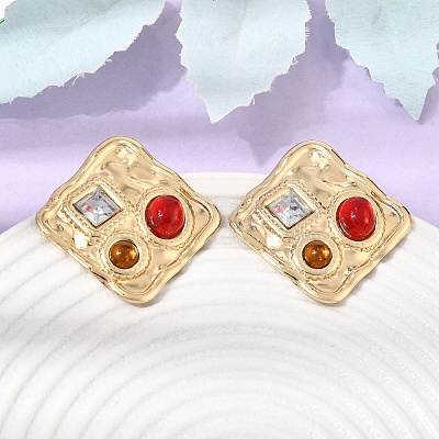 304 Stainless Steel Rhinestone Stud Earrings SA-CBAF6AD-26G-B-1