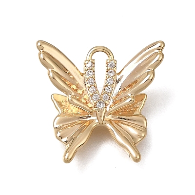 Brass Micro Pave Clear Cubic Zirconia Pendants KK-N290-23G-1