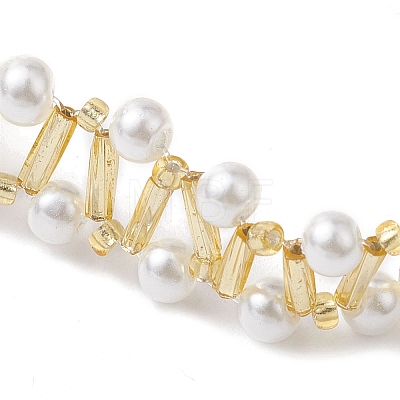 Imitated Pearl Acrylic & Glass Beaded Bracelets with 304 Stainless Steel Lobster Claw Clasps for Women BJEW-JB10199-01-1