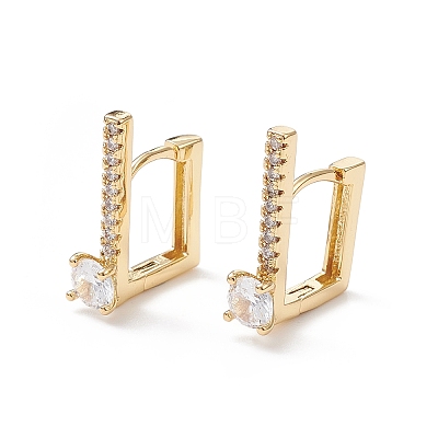 Cubic Zirconia Rectangle Hoop Earrings EJEW-B014-14G-1