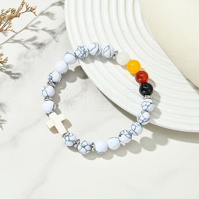 Synthetic  & Natural Carnelian & Obsidian & Dyed Malaysia Jade Beaded Stretch Bracelets for Women BJEW-JB14051-03-1