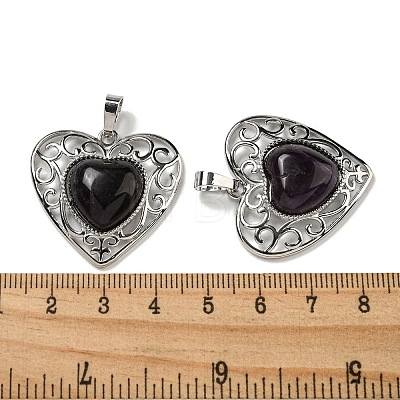 Natural Amethyst Peach Love Heart Pendants G-G158-01N-1