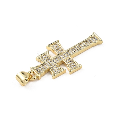 Religion Brass Micro Pave Clear Cubic Zirconia Pendants KK-B177-03G-02-1