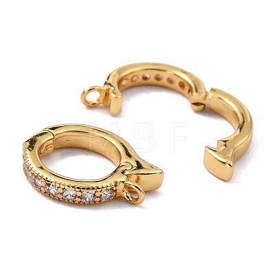 Brass Micro Pave Clear Cubic Zirconia Hoop Earring Findings ZIRC-I054-10G-1