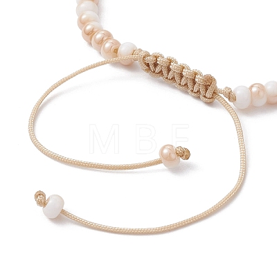 Cross Synthetic Turquoise & Glass Braided Bead Bracelets BJEW-JB09876-1