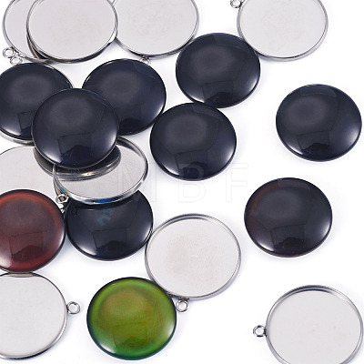 10Pcs 304 Stainless Steel Pendant Cabochon Settings DIY-TA0015-76B-1