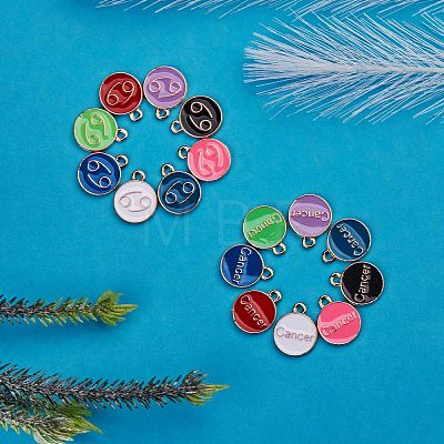 90Pcs 9 Colors Alloy Enamel Pendants ENAM-SZ0001-55-1