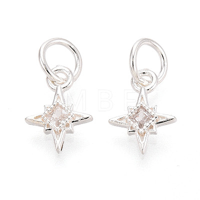 925 Sterling Silver Pave Clear Cubic Zirconia Star Charms STER-T009-15S-1