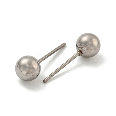 304 Stainless Steel with 201 Stainless Steel Smooth Round Ball Stud Earring Findings STAS-O004-08D-P-1
