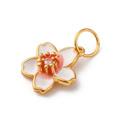 925 Sterling Silver White Enamel Flower Charms STER-D304-03G-1